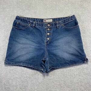 Vintage Faded Glory Womens Denim Shorts Size 14 Button Fly High Waist Blue
